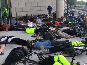 Cyclists stage ‘die-in’ demonstration outside Dublin City Council