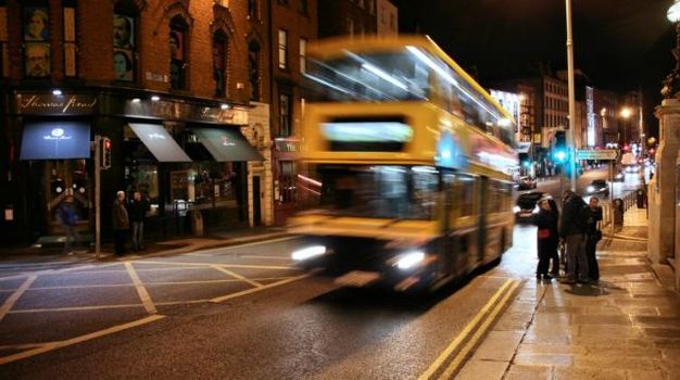 Dublin bus at night