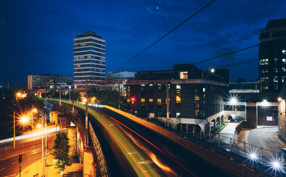 Irish Rail train at night