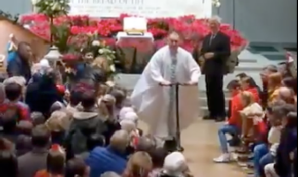 Dublin priest leaves mass on electric scooter