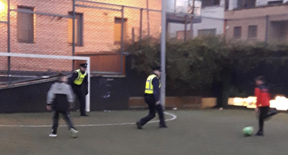 PICS: These Gardaí took a quick break to play a game of 3-a-side with locals
