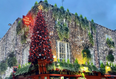 The giant Christmas tree in Temple Bar has already gone up