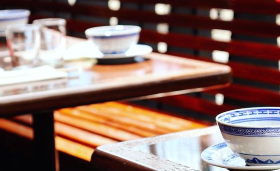 empty table and chairs and restaurant