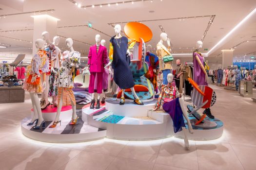 selection of mannequins wearing bright coloured clothing in the new Brown Thomas store in Dundrum