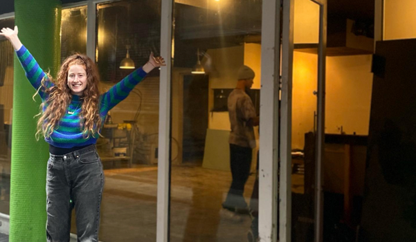 business woman Roisin Lawlor standing outside her Dublin restaurant