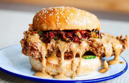 korean fried chicken burger from Chimac