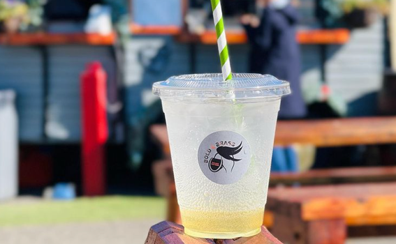 iced lemonade from bold and brass with horsebox cafe in the background