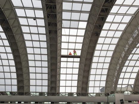 people working on the glass ceiling at blanchardstown centre