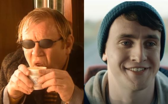 side by side stills of brendan gleeson in caca milis and paul mescal in the 2018 dennys ad