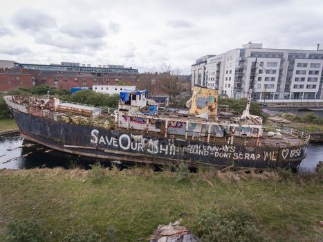 the derelict MV Naomh Anna ship at grand canal dock