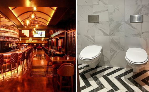 bar swords double toilet cubicle